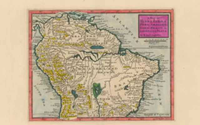 A Map of Terra Firma Peru, Amazoneland, Brasil and the North P. of La Plata. Moll, Herman, 1654-1732