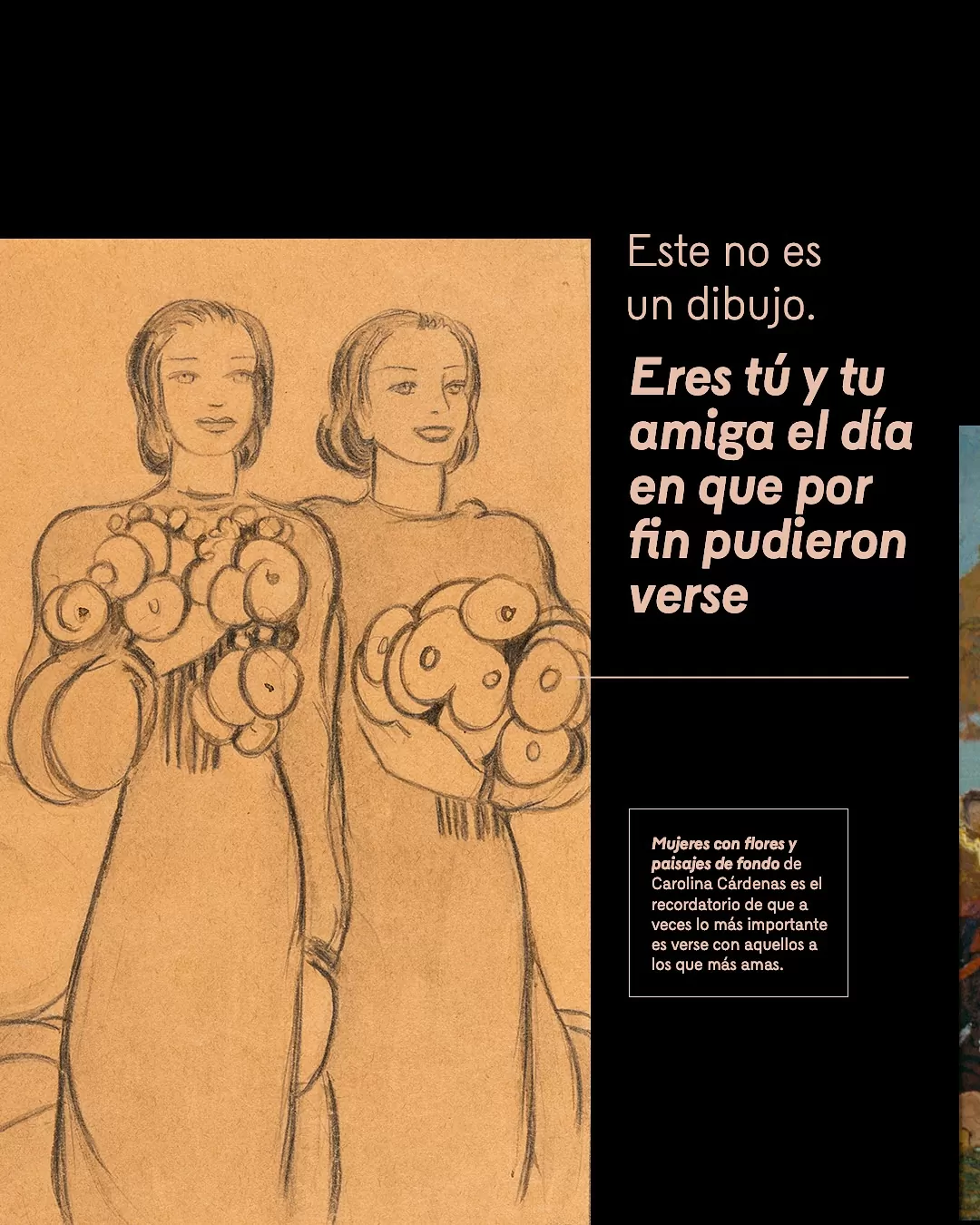 Mujeres con flores y paisaje de fondo