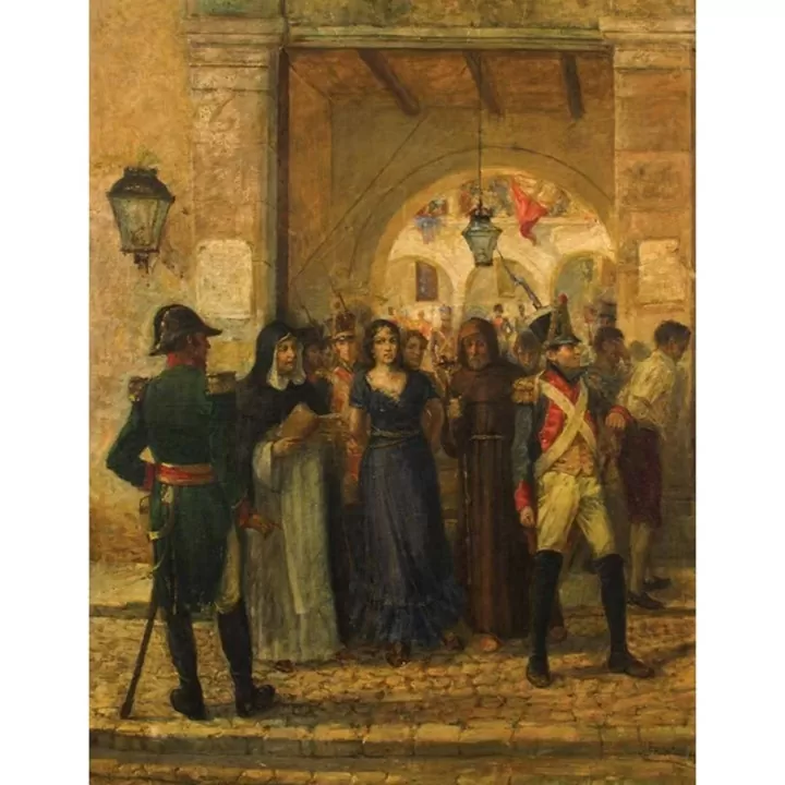 Salida de Policarpa Salavarrieta hacia el patíbulo, 1944. Reproducción de Jairo Gómez