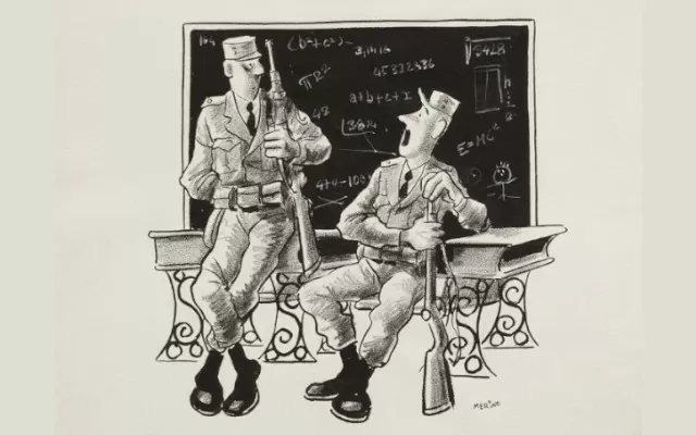 Ocupación - Siempre ambicioné llegar a la universidad. Obra gráfica 1971. Tinta China y lápiz sobre cartulina ros. 29 x 34 cm. AP1671.