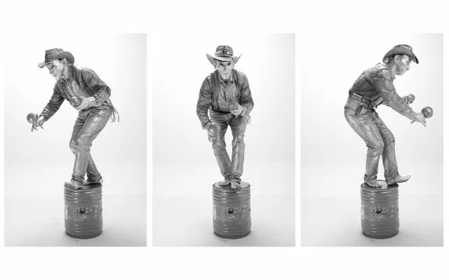 Tres fotografías donde se ve la estatua llanera