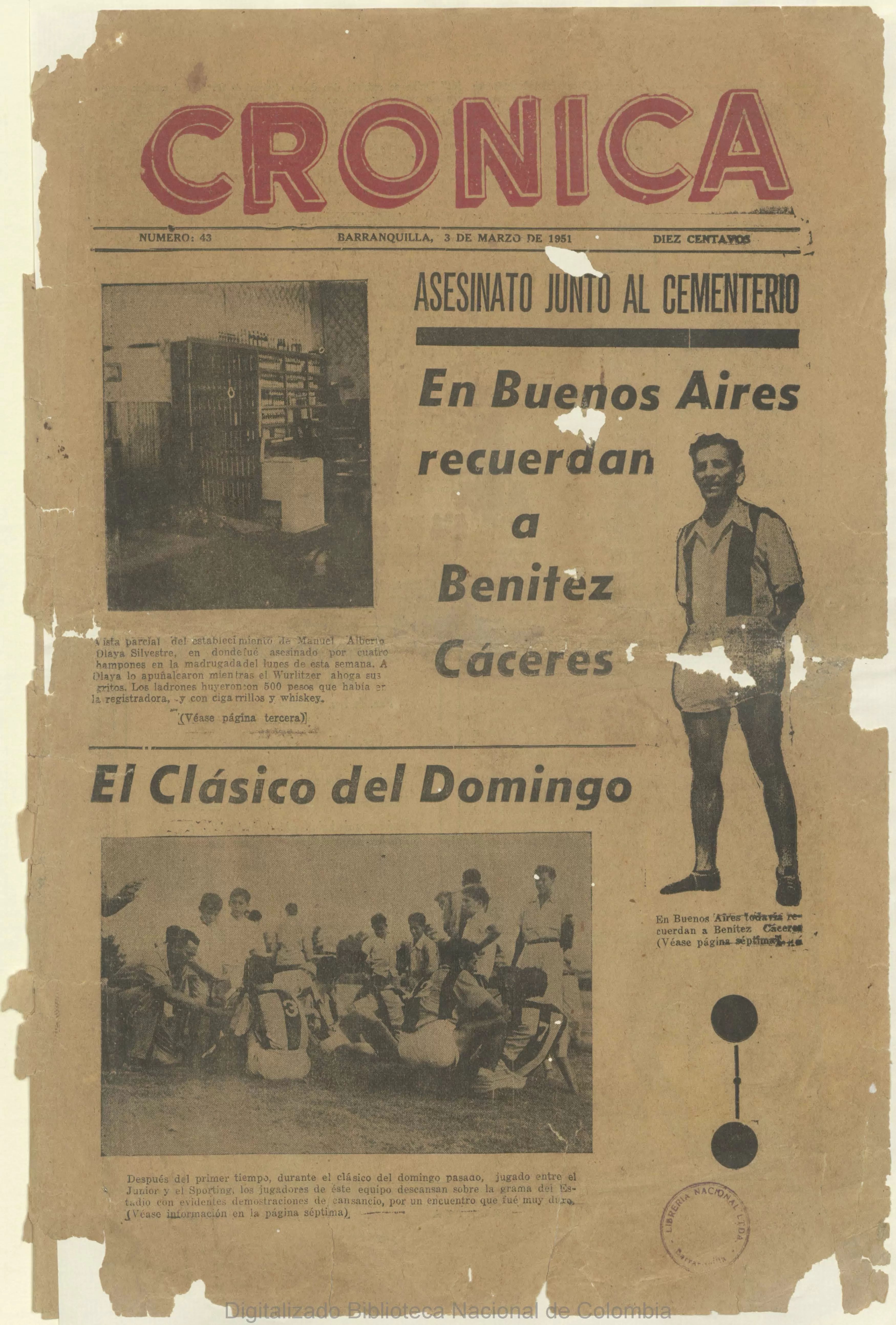 Portada Revista Crónica Barranquilla, 1951