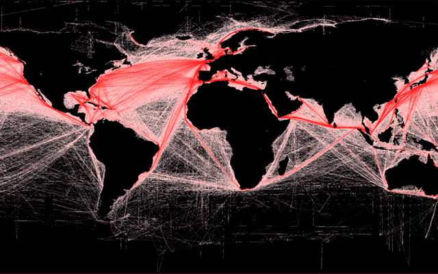 Shipping routes red black