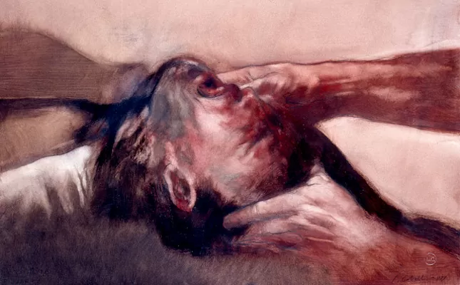 Sin título. Luis Caballero 1987. Óleo y carboncillo sobre papel 57,5 x 76,8 cm - AP3561