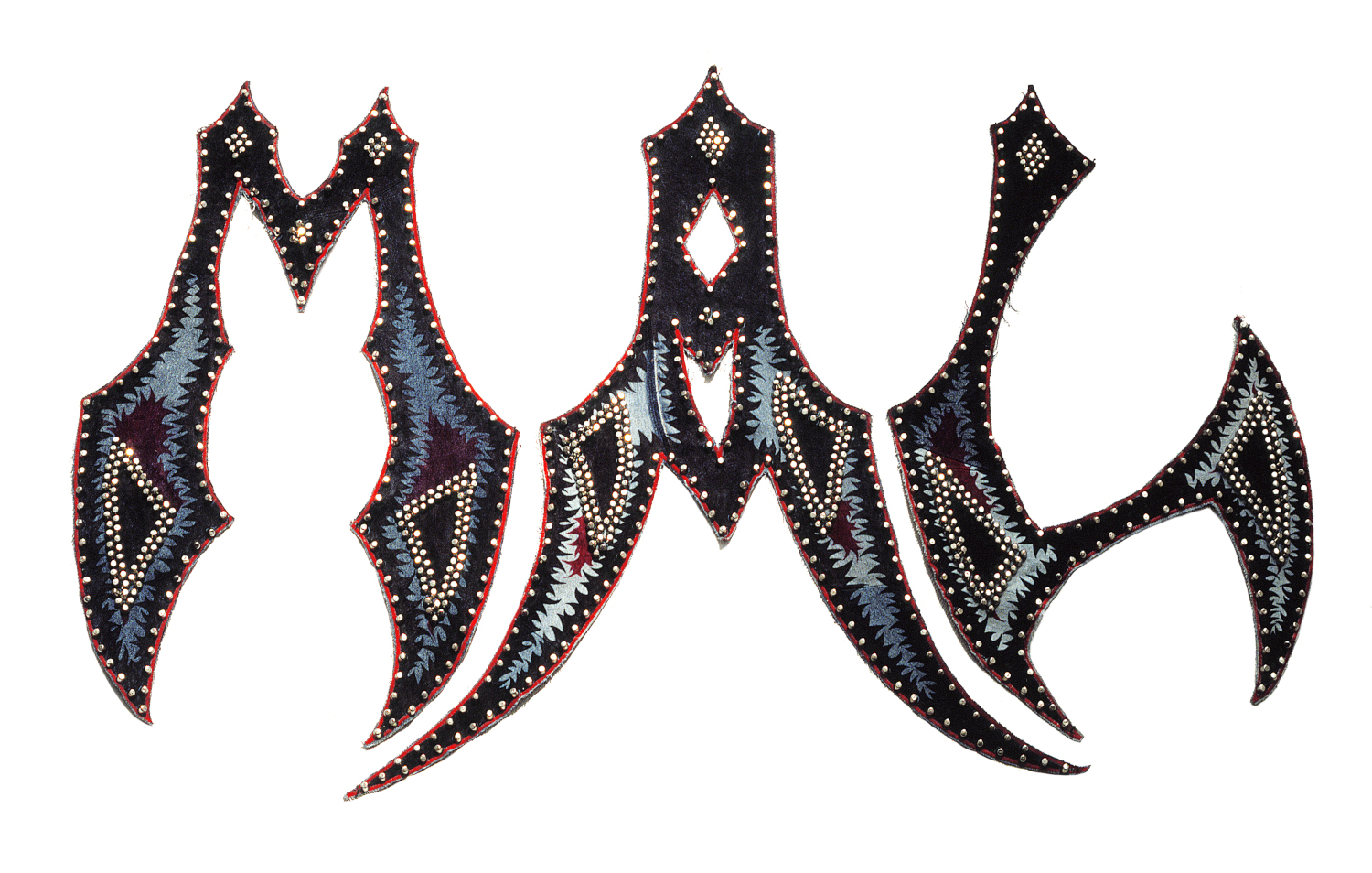 El mal vestido. Humberto Junca. Taches y dibujo en esfero de tinta negra y roja, sobre tela de blue jeans usados 90x 110 cm - 1999