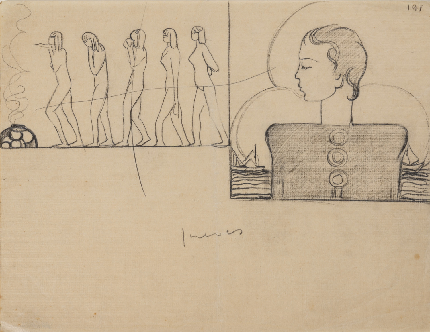 Jueves. Carolina Cárdenas. Lápiz sobre papel 21,6 x 27,7cm - Entre 1925 y 1936