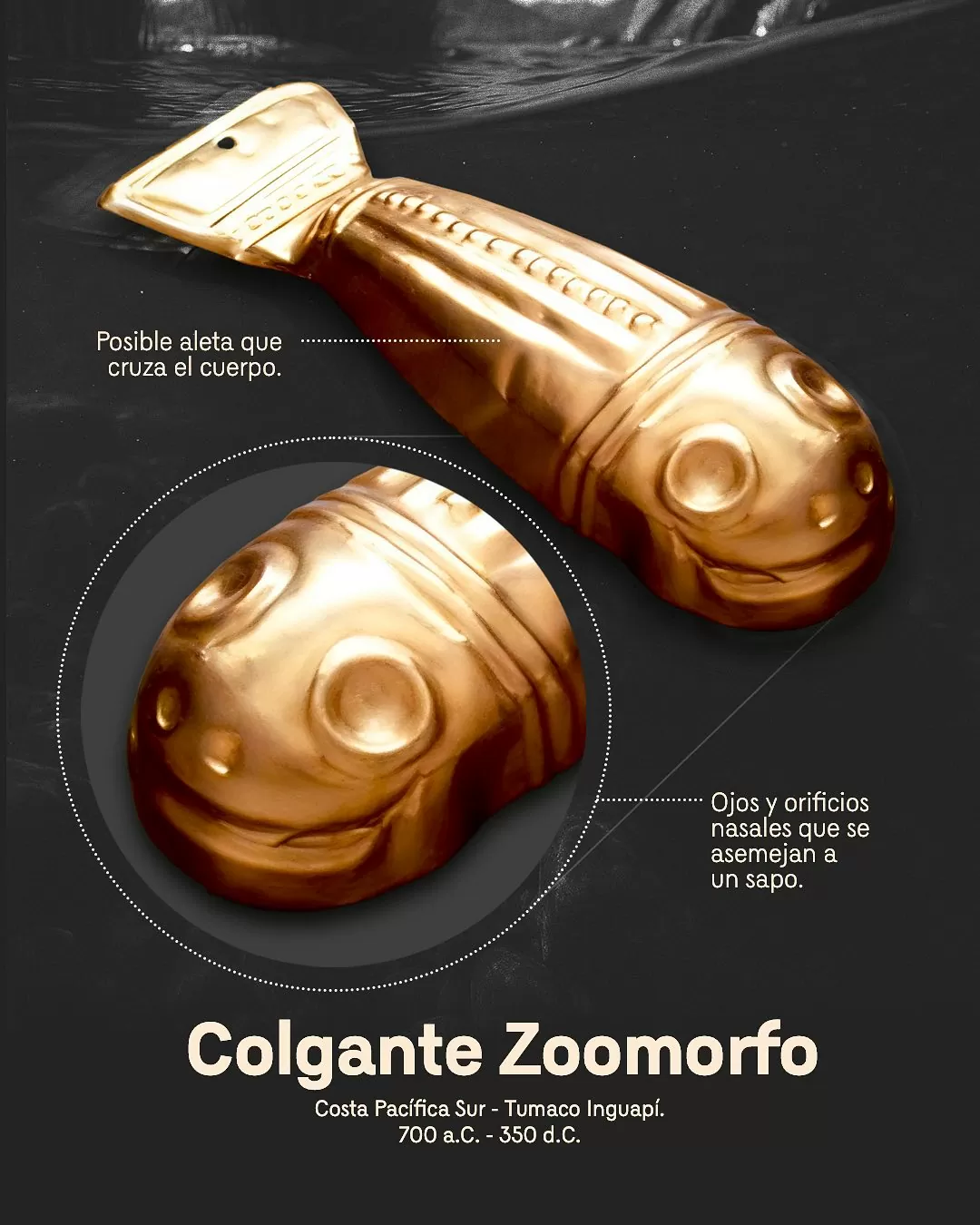 Colgante zoomorfo. Costa Pacífica Sur - Tumaco Inguapí. 700 a.C. - 350 d.C 