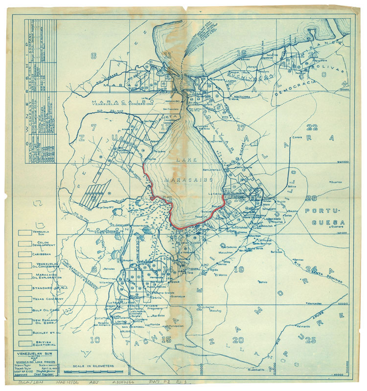 Venezuelan Sun Limited, Map of Maracaibo lake region, 1923