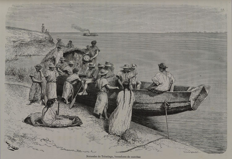 Hildibrand , Alrededores de Tabatinga - partida de buscadores de caucho (Frontera Brasil-Perú), 1883