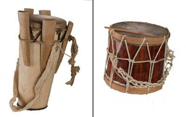 En la fiesta del Corpus Christi en Atánquez, la capital del territorio kankuamo, se encuentran diferentes tradiciones culturales: lo indígena, lo afro y lo católico. Tambores de distintas comparsas Obra Clark M. Rodríguez