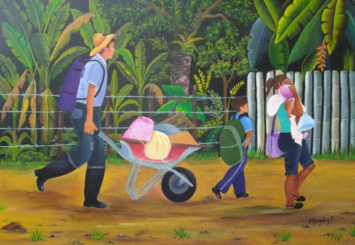 Desplazamiento obra de Didi Magaly Oyola. 2018 - Acrílico sobre tela