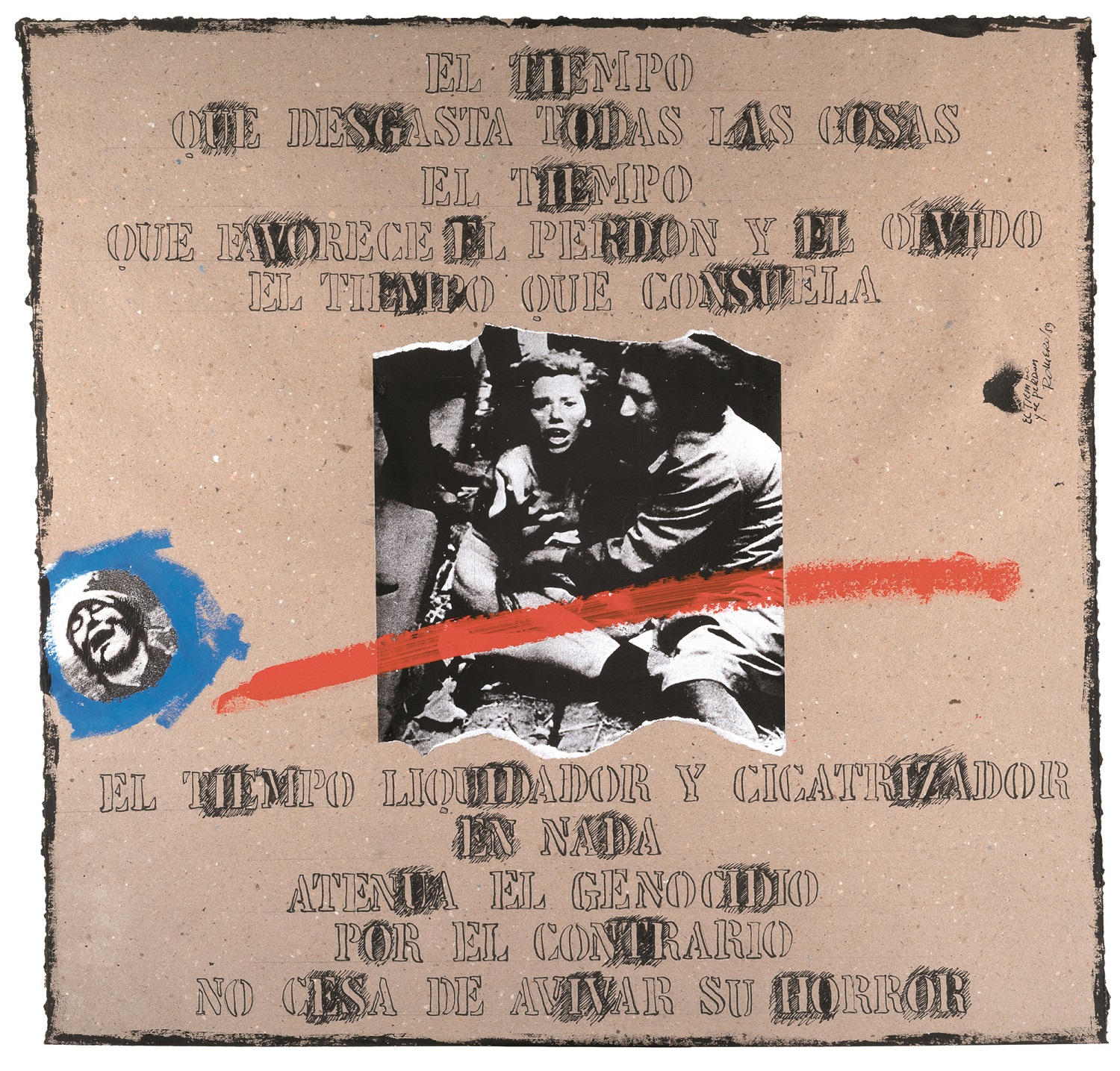 La memoria y el olvido, 1989 (díptico). Técnica mixta (fotocopia de periódico, tinta y pintura). 68 × 70 cm (cada uno)