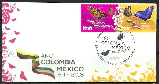 Sobre de emisión de estampillas de la serie “Fauna y Flora de Colombia”, ADPOSTAL,  Colombia, 17 de noviembre de 1976. 