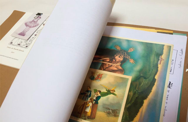 Fotografía de documentos de archivo de la artista Beatriz González