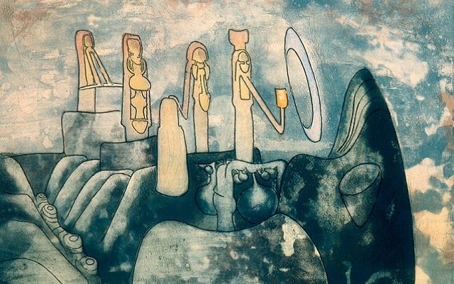 Mujeres en la roca. Roberto Matta. Litografía - Grabado 56 x 71,5 cm.