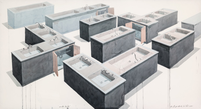 Counter party obra de Los carpinteros, la cosa está candela. 2005 - Acuarela sobre papel guarro