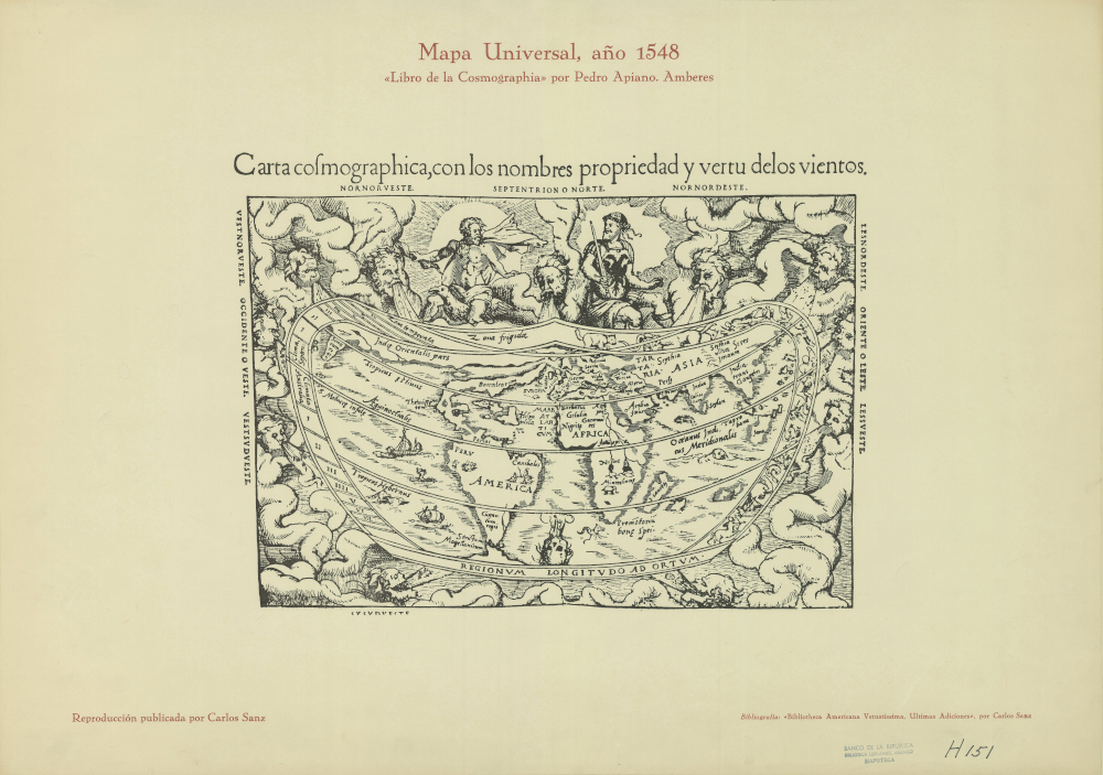 Mapa universal. Pedro Apiano (1547-1606). Amberes, 1548 (Reproducción) Número topográfico: H 151 