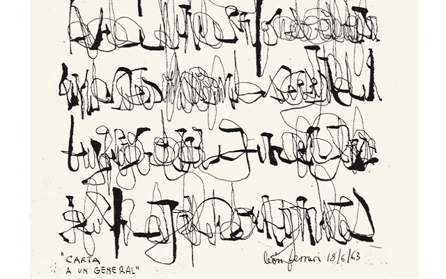 Carta a un general, 19631, tinta china sobre papel, 34 x 17.5 cm.