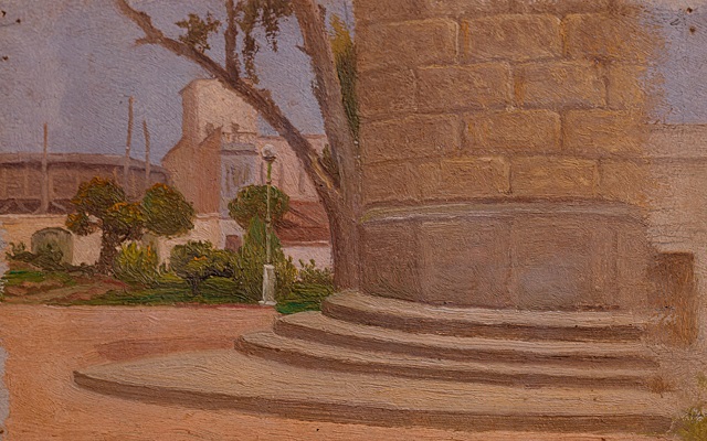 Parque centenario. Roberto Páramo - Pintura - Óleo sobre cartón - 11 x 16,8 cm.