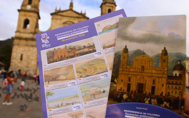 El Banco de la República participó en la construcción de la primera serie postal para conmemorar el Bicenteario, con la investigación histórica, la selección curatorial de las 13 imágenes que la conforman y aportando cinco de ellas.