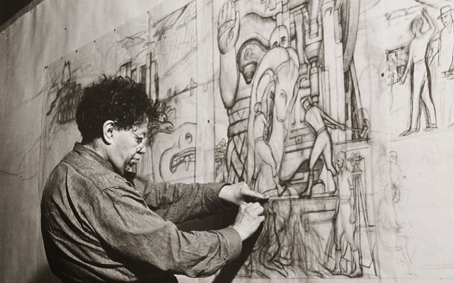 Diego Rivera pintando un mural, 1940. Colección FEMSA. Fotografía de Peter Stackpole.