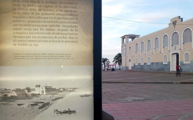 Montaje de la exposición La Guajira primigenia en Riohacha.