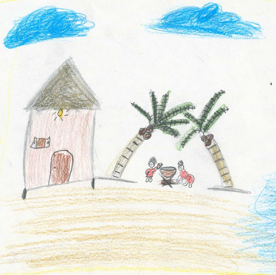 Respuestas e ilustración de una participante del proyecto en San Andrés Islas.