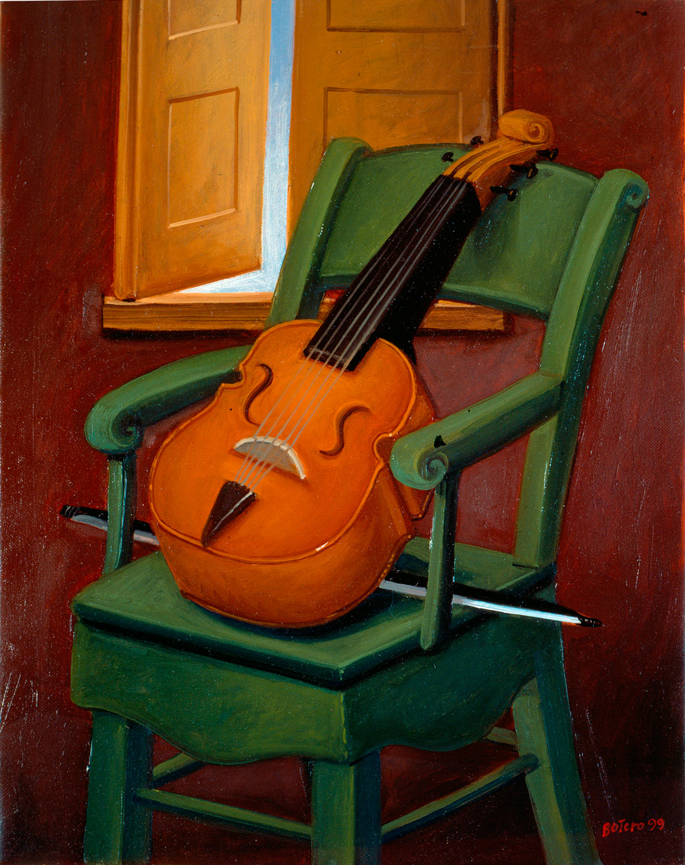 Imagen de la obra Violín sobre una silla de Fernando Botero