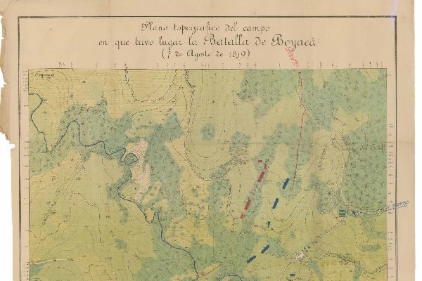 Plano topográfico del campo en que tuvo lugar la Batalla de Boyacá, 7 de agosto de 1819
