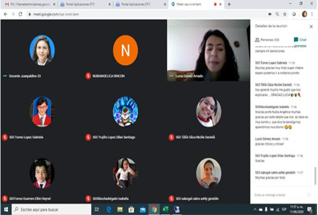 Visita guiada virtual con un grupo de estudiantes de grado 5° Liceo Samper Uribe, Sibaté, Cundinamarca.