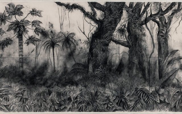 Nohemí Pérez. Panorama Catatumbo  2012-2016  - Carboncillo sobre tela. Libreta de dibujos  AP6248 / Fecha de ingreso a la Colección diciembre de 2018 Libreta: Número topográfico Biblioteca Luis Ángel Arango MSS4233 