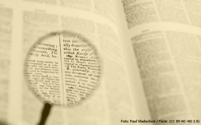 Lupa sobre un diccionario