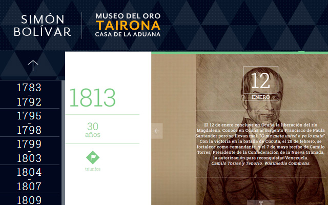 La vida del libertador Simón Bolivar, cronología interactiva